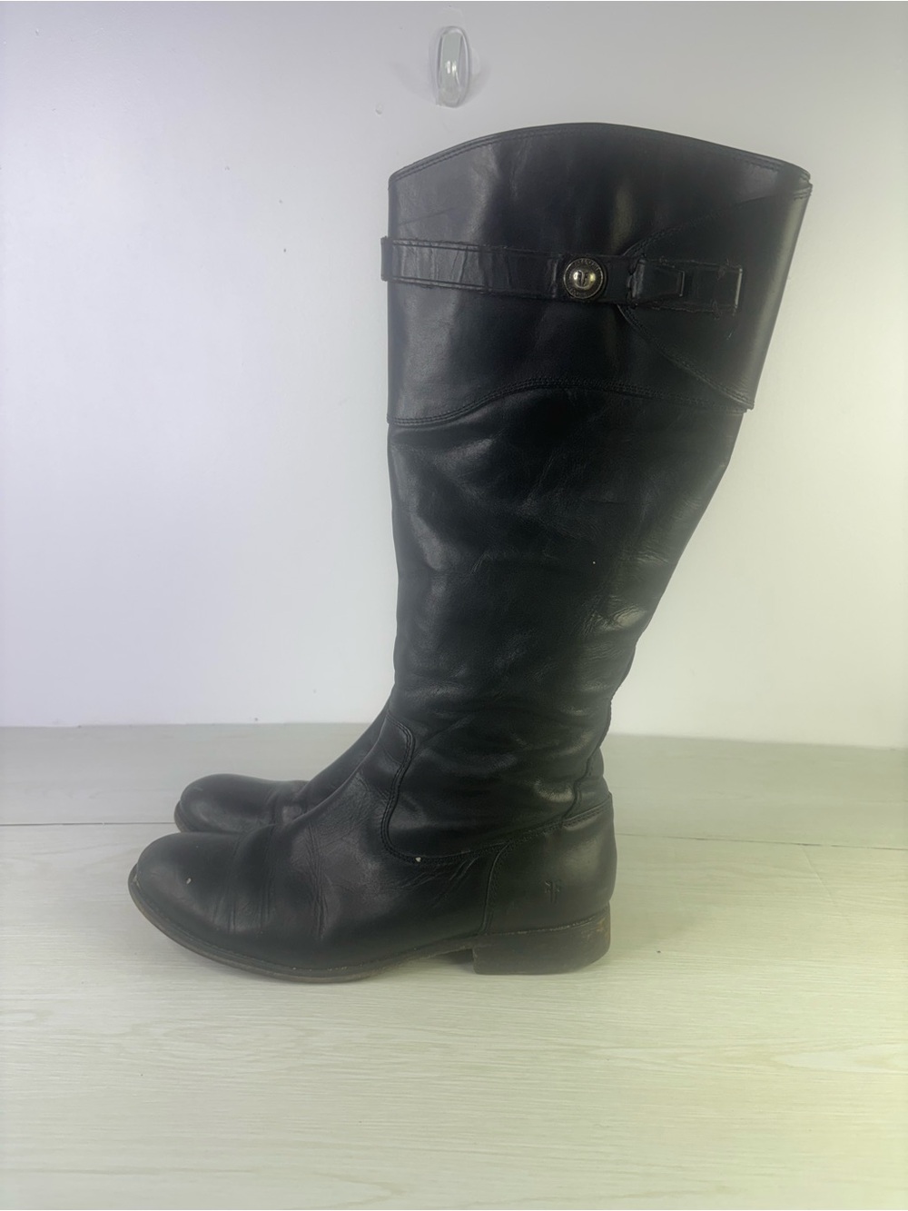FRYE Black Molly Button Tall Riding Boots women’s size 9